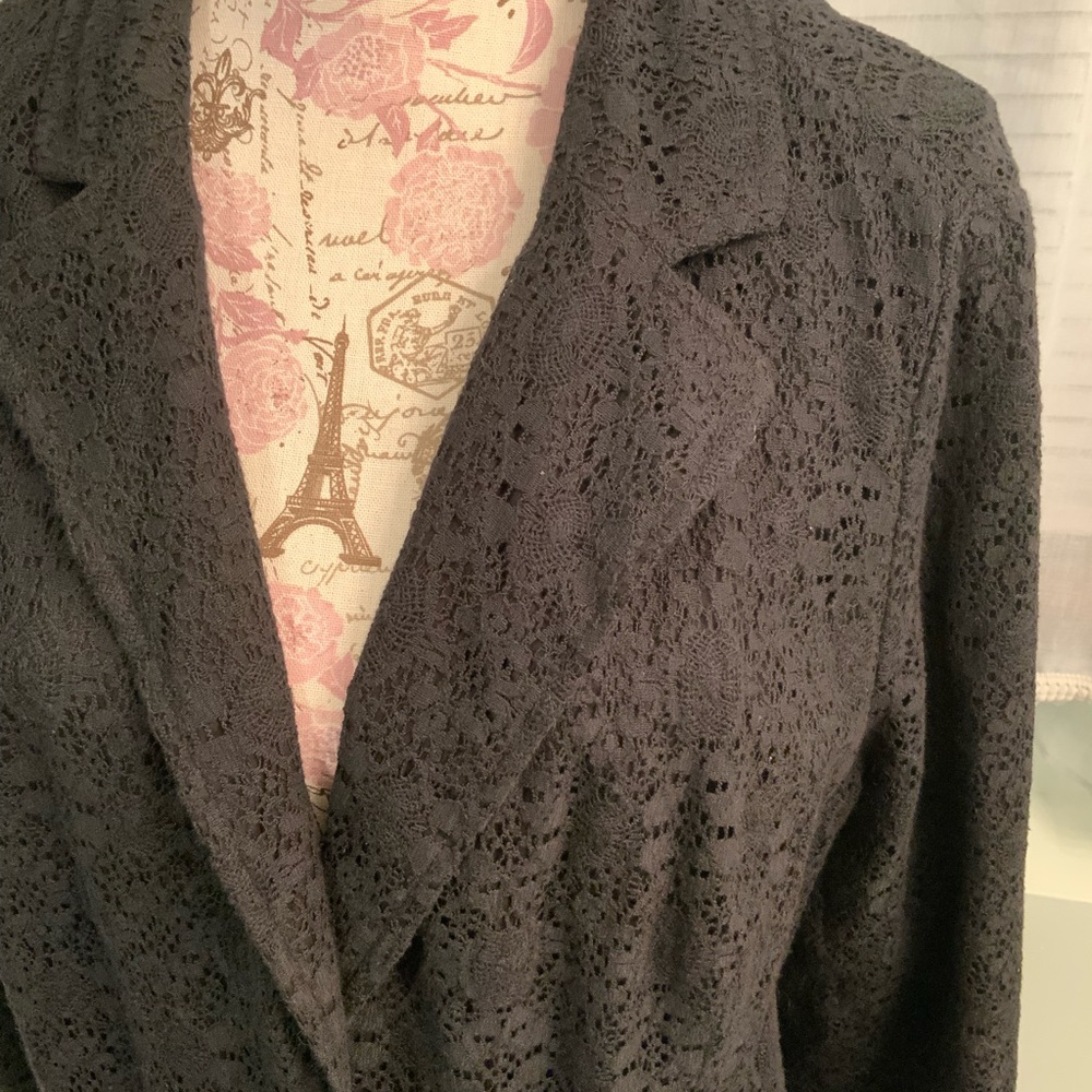 Chico’s Plus Size Lace Overlay Blazer